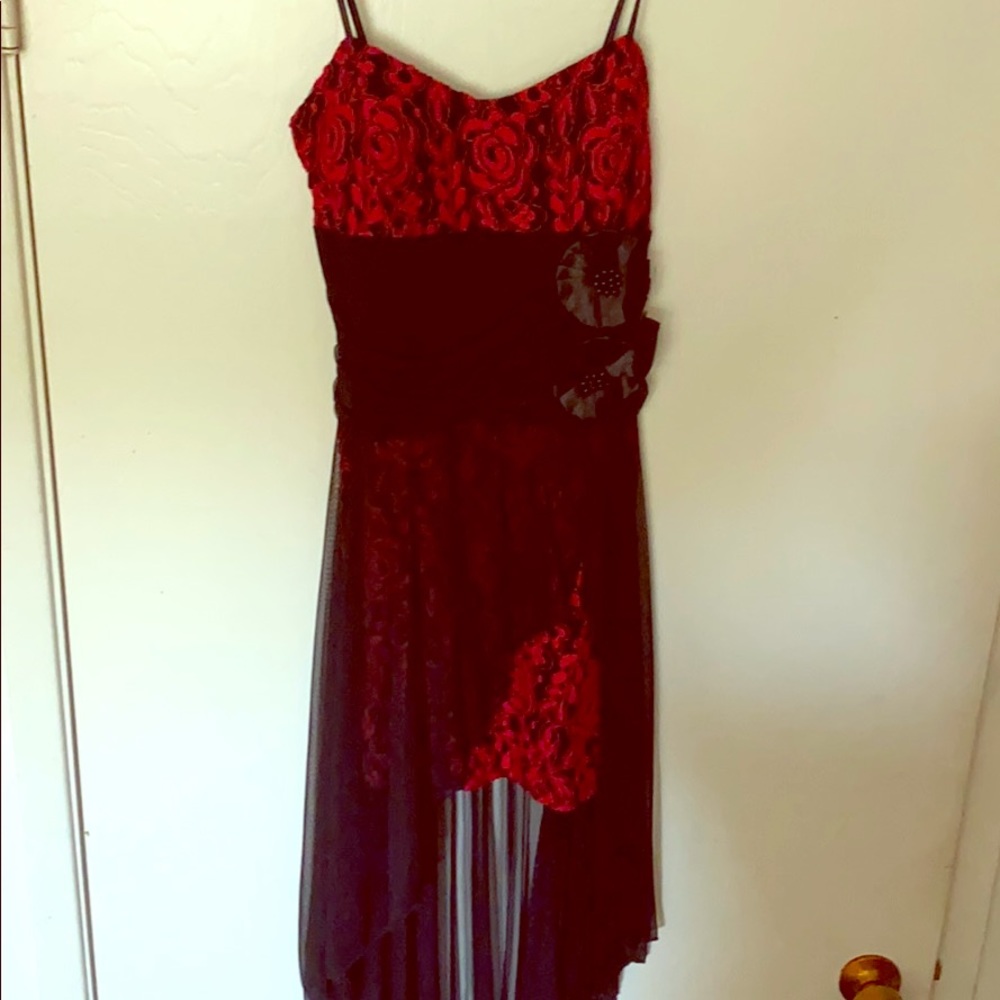 Black red lace dress